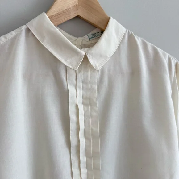 Vintage Foxcroft for Women Pleated Blouse Butter Cream Yellow 12 - Picture 3 of 9